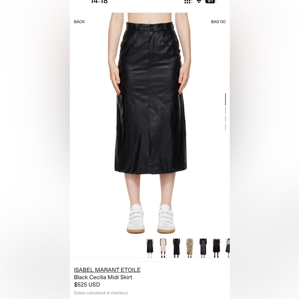 Isabel Marant Black Leather Midi Skirt